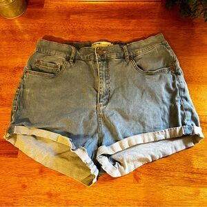 Garage Premium Denim Jean Shorts Super Soft Retro High Waist Light Blue Sz 13